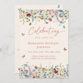 Wildflower Viering van het leven Orde van Service Programmakaart (Voorkant / Achterkant)