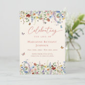 Wildflower Viering van het leven Orde van Service Programmakaart (Staand voorkant)