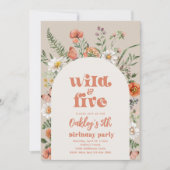 Wildflower Vijfde Verjaardag Feest Uitnodiging (Voorkant)