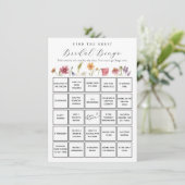 Wildflower Vind de Gast Bridal Bingo Game Kaart (Staand voorkant)