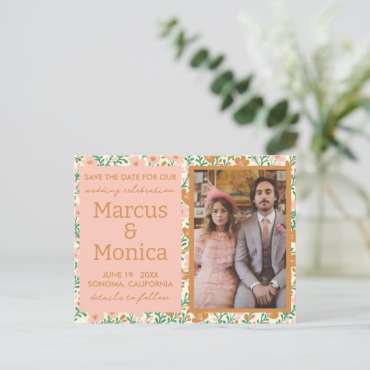 Wildflower Vines Aangepaste foto Opslaan van de da Briefkaart (Staand voorkant)