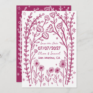 Wildflower Vines Bruiloft Save the Date CUSTOM QR