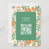 Wildflower Vines Roze Groen Custom QR Code BRUILOF Kaart (Achterkant)
