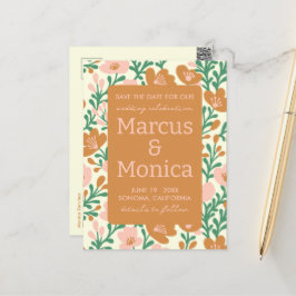 Wildflower Vines Roze Groen Custom Save the Date Briefkaart