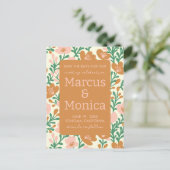 Wildflower Vines Roze Groen Custom Save the Date Briefkaart (Staand voorkant)