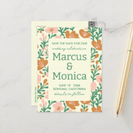 Wildflower Vines Roze Groen Custom Save the Date Briefkaart