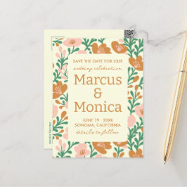 Wildflower Vines Roze Groen Custom Save the Date Briefkaart