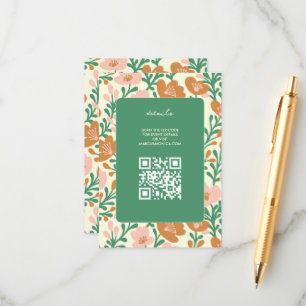 Wildflower Vines Roze Groen Custom WEDDING Informatiekaartje