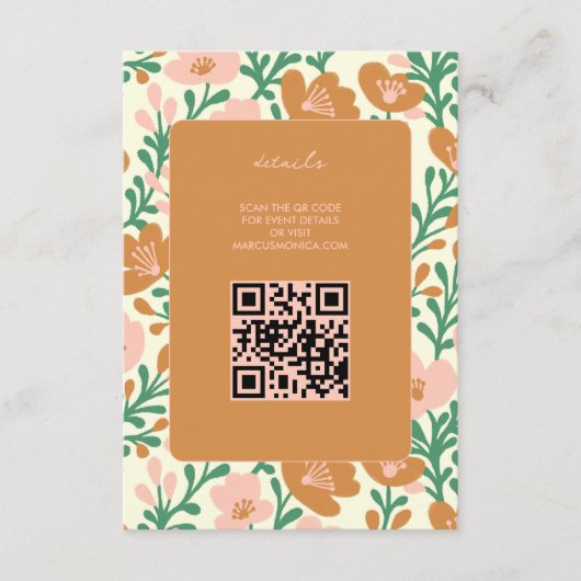 Wildflower Vines Roze Groen Custom WEDDING Informatiekaartje (Voorkant)
