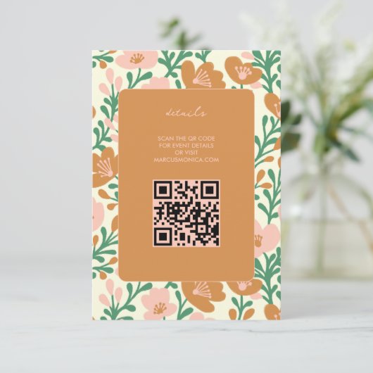 Wildflower Vines Roze Groen Custom WEDDING Informatiekaartje (Staand voorkant)