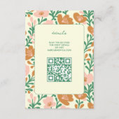Wildflower Vines Roze Groen Custom WEDDING Informatiekaartje (Voorkant)