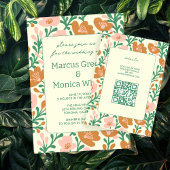 Wildflower Vines Roze Groen Custom WEDDING Informatiekaartje