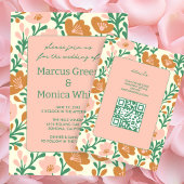 Wildflower Vines Roze Groen Custom WEDDING Informatiekaartje
