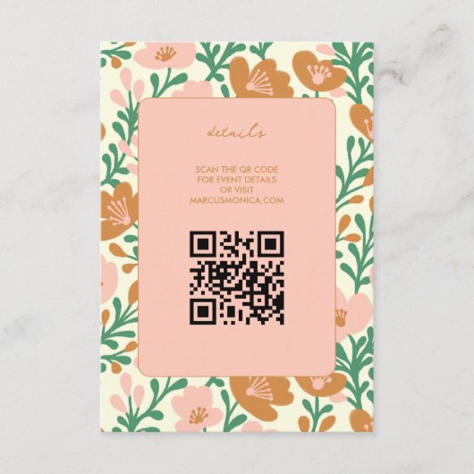 Wildflower Vines Roze Groen Custom WEDDING Informatiekaartje (Voorkant)