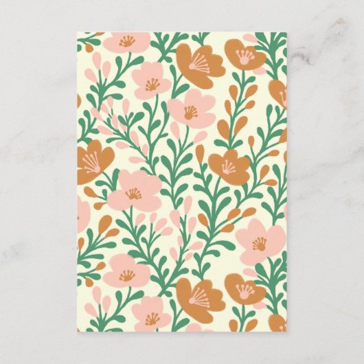 Wildflower Vines Roze Groen Custom WEDDING Informatiekaartje (Achterkant)