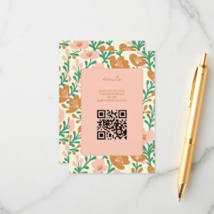 Wildflower Vines Roze Groen Custom WEDDING Informatiekaartje
