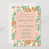 Wildflower Vines Roze Groen Custom WEDDING Kaart (Voorkant)