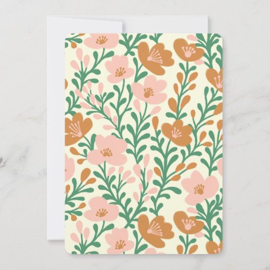 Wildflower Vines Roze Groen Custom WEDDING Kaart (Achterkant)