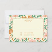 Wildflower Vines Roze Groen Custom WEDDING RSVP Kaartje (Voorkant)