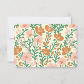Wildflower Vines Roze Groen Custom WEDDING RSVP Kaartje (Achterkant)