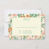 Wildflower Vines Roze Groen Custom WEDDING RSVP Kaartje (Voorkant)