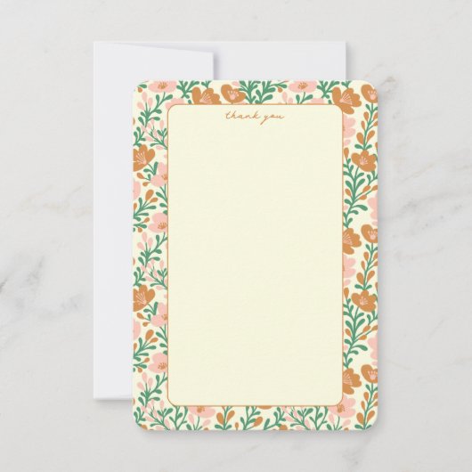 Wildflower Vines Roze Groen Elegant Bloemen Custom Bedankkaart (Voorkant)