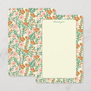 Wildflower Vines Roze Groen Elegant Bloemen Custom Bedankkaart