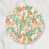 Wildflower Vines Roze Groen Elegant Huwelijk Custo Bedankjes Labels (Achterkant)