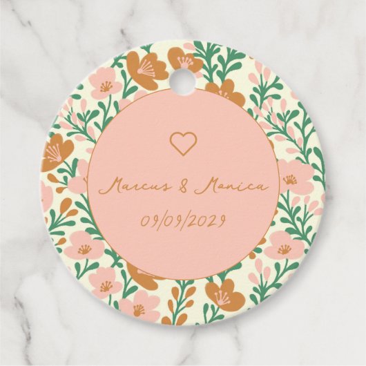 Wildflower Vines Roze Groen Elegant Huwelijk Custo Bedankjes Labels (Voorkant)