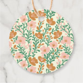 Wildflower Vines Roze Groen Elegant Huwelijk Custo Bedankjes Labels (Achterkant)