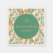 Wildflower Vines Roze Groen Elegant Huwelijk Custo Servet (Voorkant)