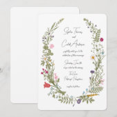 Wildflower Vintage bruiloft Kaart (Voorkant / Achterkant)