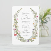 Wildflower Vintage bruiloft Kaart (Staand voorkant)