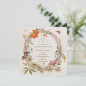 Wildflower Vintage bruiloft Mauve Roos Square Kaart (Staand voorkant)