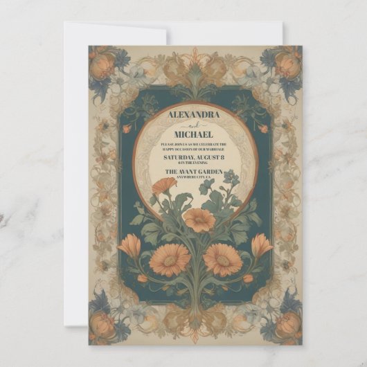 Wildflower Vintage bruiloft uitnodiging (Voorkant)