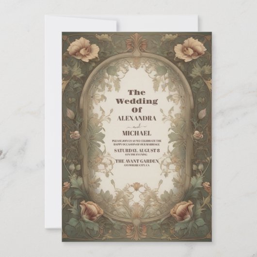 Wildflower Vintage bruiloft uitnodiging (Voorkant)