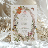 Wildflower Vintage bruiloft uitnodiging Mauve Roos