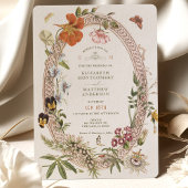 Wildflower Vintage bruiloft uitnodiging Mauve Roos