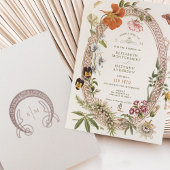 Wildflower Vintage bruiloft uitnodiging Mauve Roos