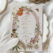 Wildflower Vintage bruiloft uitnodiging Mauve Roos