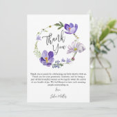 Wildflower Violet Baby shower Bedankkaart (Staand voorkant)