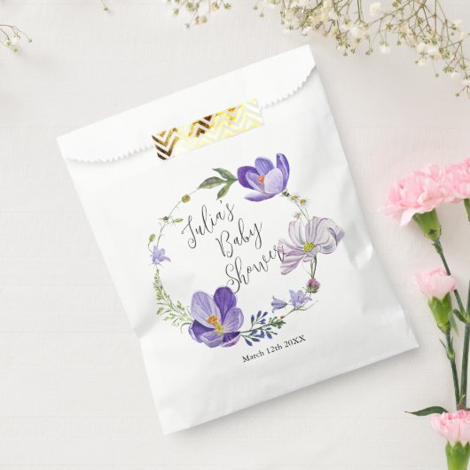 Wildflower Violet Baby shower Bedankzakje (Gezegeld)