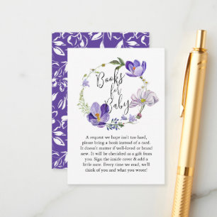 Wildflower Violet Baby shower Boeken voor Baby Informatiekaartje