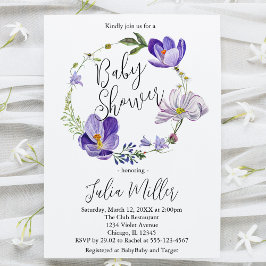 Wildflower Violet Baby shower Kaart