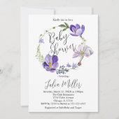 Wildflower Violet Baby shower Kaart (Voorkant)