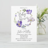 Wildflower Violet Baby shower Kaart (Staand voorkant)