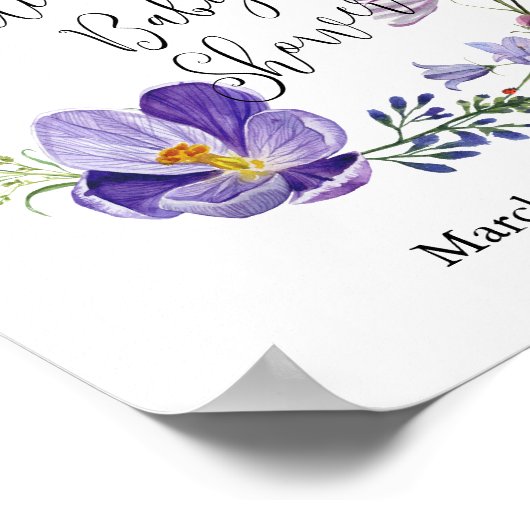 Wildflower Violet Baby shower Poster (Hoek)