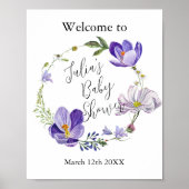 Wildflower Violet Baby shower Poster (Voorkant)
