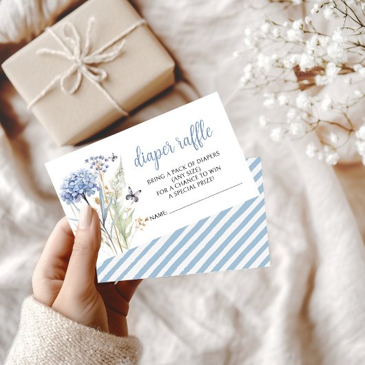 Wildflower vlinder baby jongen douche luier loteri informatiekaartje