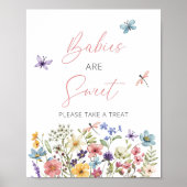 Wildflower Vlinder Baby shower Baby's zijn zoet Poster (Voorkant)
